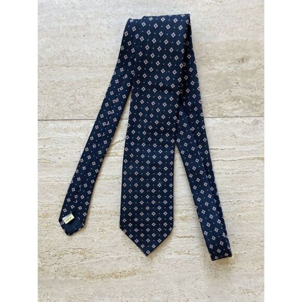 St Michael Tie Men's Polyester Necktie Blue White Diamond